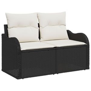 vidaXL Set Sofă de Grădină cu 9 Piese cu Perne Ratan Polimer Negru imagine