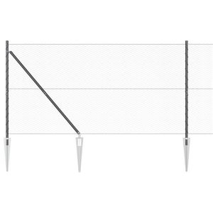 Gard hexagonal vidaXL Gri 1.4x25 m Oțel, Stâlpi de gard vidaXL cu vârf 13 buc Ø32 mm 160 cm Oțel zincat imagine