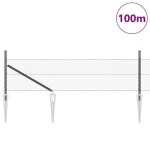 Împrejmuire Hexagon vidaXL Gri 0.4x100 m Oțel, Stâlpi pentru Împrejmuire vidaXL cu Vârf 13 buc Ø32 mm 60 cm Oțel Galvanizat imagine