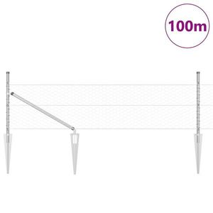 Șanț Hexagonal vidaXL 0.8x100 m Oțel Galvanizat, Stâlpi pentru Șanț vidaXL cu Ancoră 13 buc Ø32 mm 100 cm Oțel Galvanizat imagine