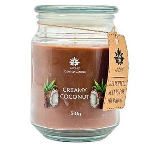 Lumânae Arome 510 g, în sticlă, Nucă de cocoscremoasă, maro imagine