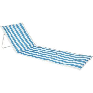 Șezlong de plajă cu spătar cu dungi, albastru, albastru imagine