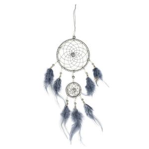 Dreamcatcher din pene, 32 cm, gri imagine