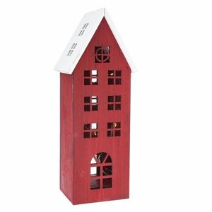 Decorațiune de Crăciun din lemn LED Light house roșu, 11, 7 x 21 x 9, 8 cm imagine