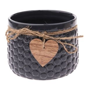 Mască de ghiveci din ceramică Wood heart, albastru închis, 9, 5 x 12, 5 cm imagine