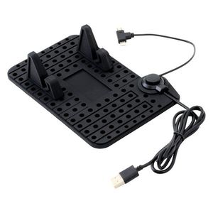 Suport pentru telefon Compass cu tampon și cablumicro USB, negru imagine