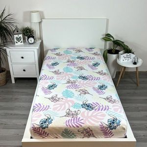 Cearșaf de pat din bumbac Jerry Fabrics Lilo și Stitch "Leaves", 90 x 200 cm imagine