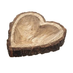Tavă decorativă InDecor din lemn de mango cuscoarță Inimă, 22 x 22 x 3 cm imagine
