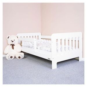 Pătuț pentru copii cu barieră New Baby Erik alb , 160 x 80 cm imagine