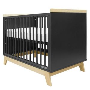 New Baby Crib Marcus cu barieră, negru / natural imagine