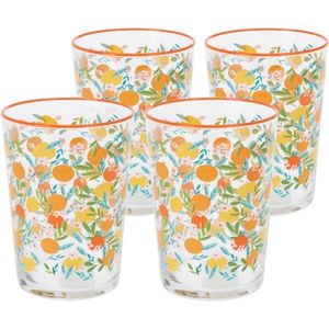Set 4 pahare Flowers & Fruits 510 ml , portocaliu, portocaliu imagine