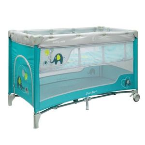 Pătuț de călătorie cu pat suspendat Baby Mix Elefanți albastru, 120 x 78, 5 x 62 cm imagine