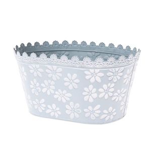 Mască de ghiveci din metal Flowers albastru, 22 x 11 x 14, 5 cm imagine
