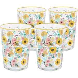 Set de 4 pahare Flowers & Fruits 510 ml , galben, galben imagine