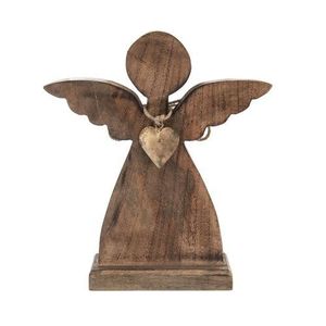 Decor de Crăciun din lemn Orion ANGEL cu inimă demetal imagine