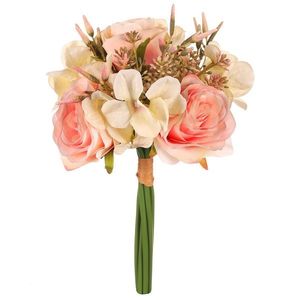 Buchet artificial Trandafir și gypsophila roz , 17x 17 x 30 cm imagine