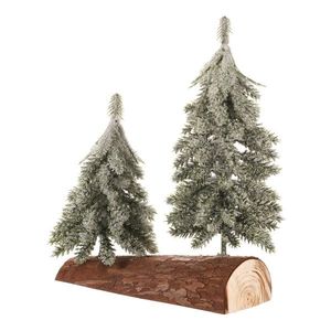 Pomi de Crăciun mini acoperiți de zăpadă pe unbuștean, 20 cm imagine