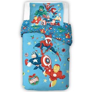 Lenjerie de pat Carbotex din bumbac pentru copiiAvengers Christmas Ride, 140 x 200 cm, 70 x 90 cm imagine