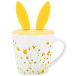 Altom Cană din porțelan Marigolds cu capac din silicon, 330 ml imagine
