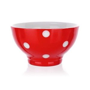 Castron ceramic Banquet, 13 cm, roşu cu buline imagine