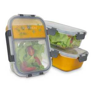 Klarstein Glaswerk Jardine, caserole pentru alimente, set de 3 bucăți, 2 compartimente, 1040 ml, sticlă borosilicată, capac imagine