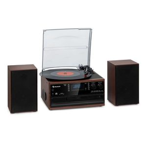 Auna Oakland DAB Plus, sistem stereo retro, DAB+/FM, funcție BT, vinil, CD player, casetofon, inclusiv și difuzoare imagine