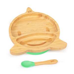 Klarstein Set de mâncare pentru copii, cu farfurie și lingură de bambus, 250 ml, inclusiv ventuză, 18 × 18 cm imagine