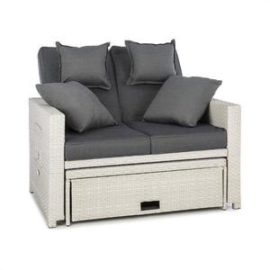 Blumfeldt Zona de confort Rattan canapea pentru camera de zi, cu două locuri, din răchită 121x86x99cm 10cm, plianta siextensibila, alba imagine
