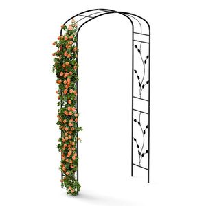 Blumfeldt FloraBelle Curve arcadă roz, modele decorative cu frunze, rezistentă la intemperii, suport pentru plante cățărătoare imagine