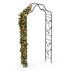 Blumfeldt FloraBelle Cupola arcadă roz, modele decorative cu frunze, rezistentă la intemperii, suport pentru plante cățărătoare imagine