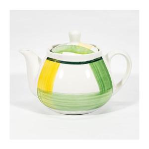 Ceainic ceramic Lucie alb verde cu capac imagine