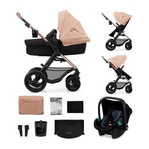 Cărucior de copii combinat 3 în 1 KINDERKRAFT MOOV 2 AIR Sand beige + scaun auto MINK PRO imagine