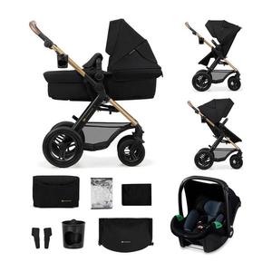 Cărucior de copii combinat 3 în 1 KINDERKRAFT MOOV 2 AIR Pure black + scaun auto MINK PRO imagine