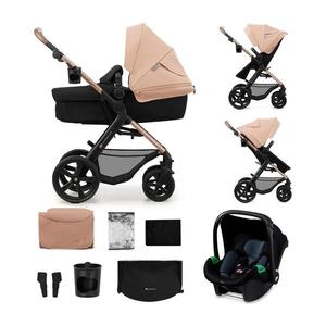 Cărucior de copii combinat 3 în 1 KINDERKRAFT MOOV 2 Sand beige + scaun auto MINK PRO imagine