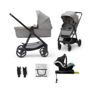 Cărucior de copii combinat 3 în 1 NEWLY KINDERKRAFT Classic grey + scaun auto MINK PRO imagine