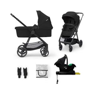 Cărucior de copii combinat 3 în 1 NEWLY KINDERKRAFT Classic black + scaun auto MINK PRO imagine