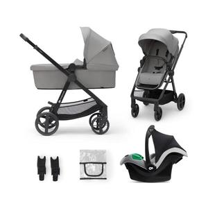 Cărucior de copii combinat 3 în 1 KINDERKRAFT NEWLY Moonlight grey + scaun auto MINK PRO imagine