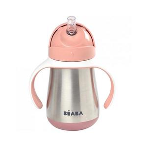 Cană termoizolată cu pai 250 ml roz Beaba imagine