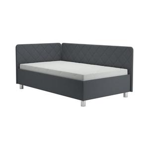 Pat de zi tapițat cu spațiu de depozitare și saltea EMILE 110x200 cm gri imagine
