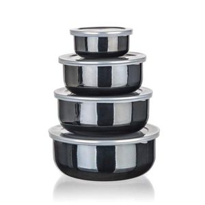 Set de boluri emailate METALLIC Black, 8 buc imagine