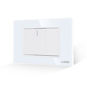 Intrerupator Simplu Mecanic 1M si 2 Taste False LUXION cu Rama din Sticla, Standard Italian, 3M imagine