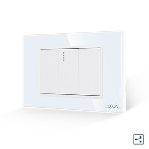 Intrerupator Simplu Cruce Mecanic 1M si 2 Taste False LUXION cu Rama din Sticla, Standard Italian, 3M imagine