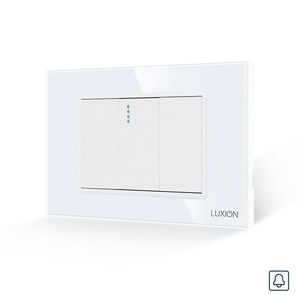 Intrerupator cu Revenire (Sonerie) Mecanic 1M si 2 Taste False LUXION cu Rama din Sticla, Standard Italian, 3M imagine