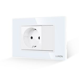 Priza Simpla si 1 Tasta Falsa cu Rama din Sticla LUXION, Standard Italian, 3M imagine
