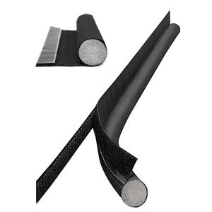 Protectie anti-curent pentru usa, poliester, negru, 96x8 cm imagine