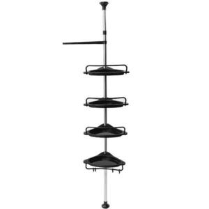 Suport de baie telescopic, vertical, 4 etaje, reglabil, inox/plastic, negru, 320 m imagine