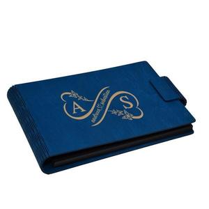 Album foto A5 personalizat, din lemn, Albastru, Piksel, GuestBook, Caiet amintiri, Familie, Nunta imagine