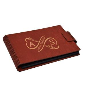 Album foto A5 personalizat, din lemn, Rosu, Piksel, GuestBook, Caiet amintiri, Familie, Nunta imagine