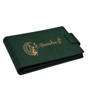 Album foto A5 personalizat, din lemn, Verde, Piksel, GuestBook, Caiet amintiri copii, Zana pe Luna cu nume imagine
