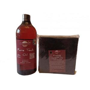 Kit intretinere mobilier lemn masiv, Prep’N Shine-Pure Teak Oil & Hand Pad’s Hard Abrasive negru, 1000 ml, interior, exterior, woodworker imagine